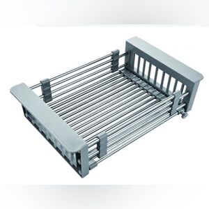 Kitchen Adjustable Drain Rack Sink Basket Stainless Steel Dish Retractable
